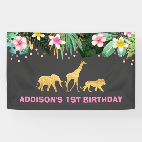 Wild One Party Banner Jungle Animals Party