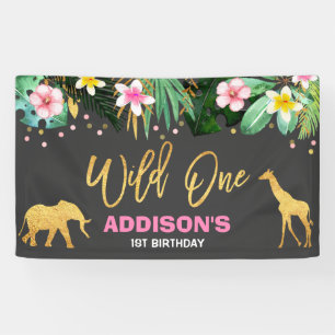 Wild One Party Banner Jungle Animals Party