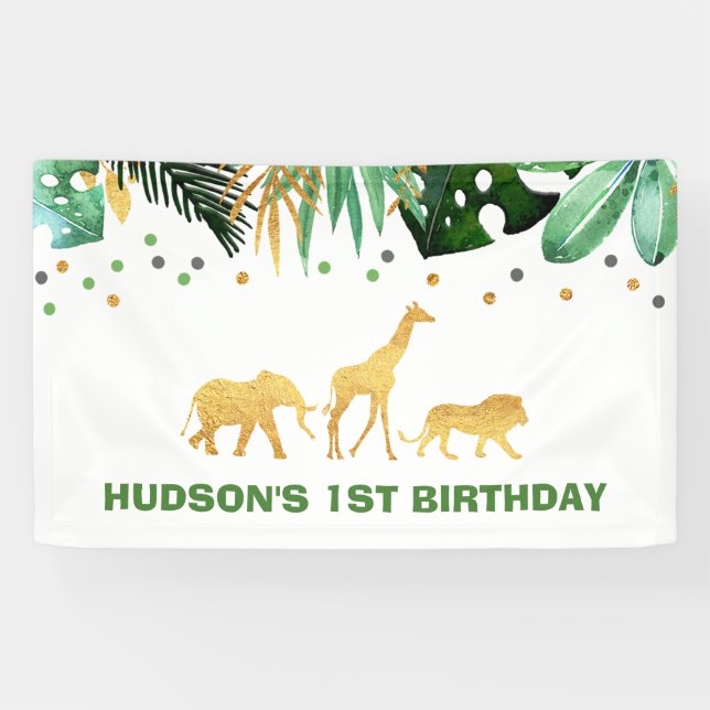 Wild One Party Banner Jungle Animals Party (Horizontal)