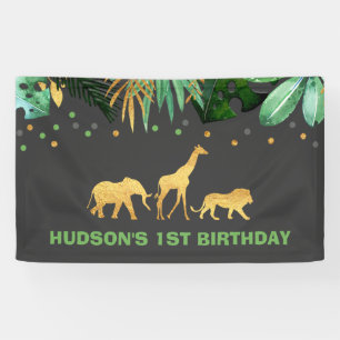 Wild One Party Banner Jungle Animals Party