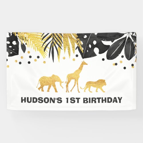 Wild One Party Banner Jungle Animals Party