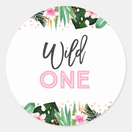 Wild One Party Favor Tag Sticker Jungle Animals