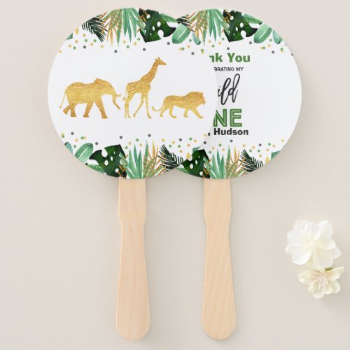 Wild One Party Hand Fan Jungle Animals Party Favor