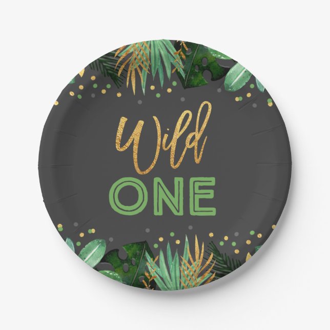 Wild One Party Paper Plate Jungle Animals Party (Front)