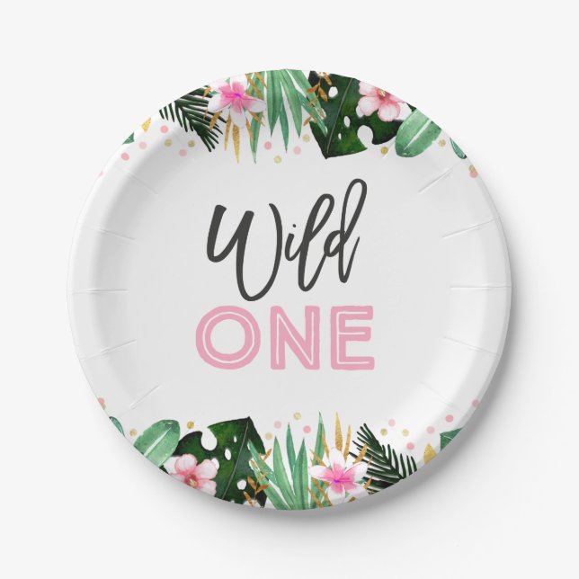 Wild One Party Paper Plate Jungle Animals Party (Front)
