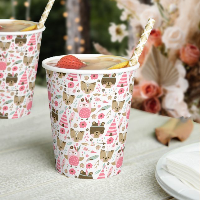 Wild One Pattern | Woodland Camping Animals Paper Cups (Creator Uploaded)