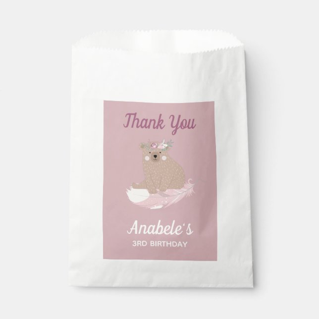 Wild One Personalized First Birthday Girl Favor Bag (Front)