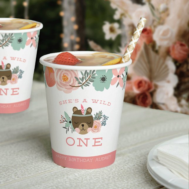 Wild One Personalized First Birthday Paper Cups (Creator Uploaded)