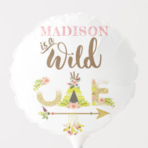 Wild One Personalized Girl First Birthday Balloon