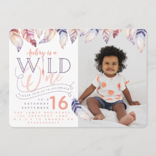 Wild one photo birthday invitation. invitation
