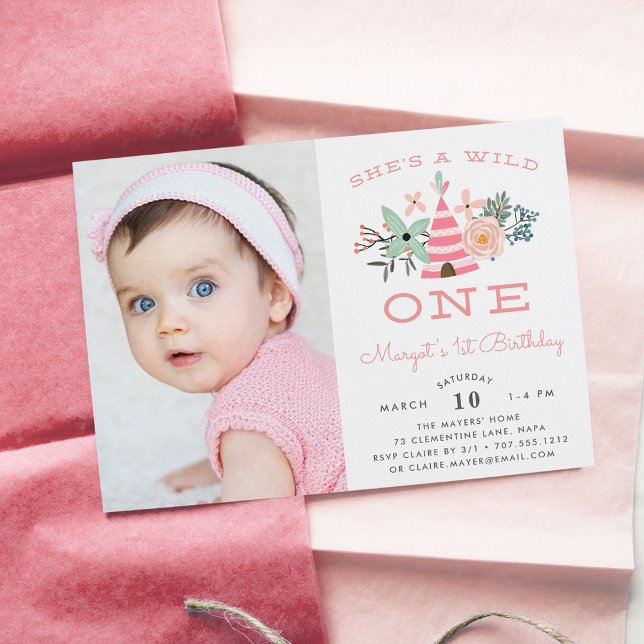 Wild One | Photo First Birthday Party Invite (Creator Uploaded)