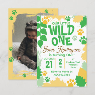 Wild One Photo Invitations Flat Thank You Card