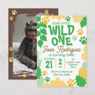 Wild One Photo Invitations Flat Thank You Card