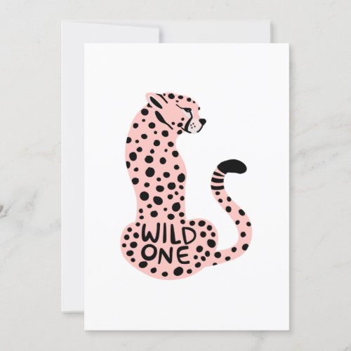 Wild One Pink Leopard First Birthday  Invitation