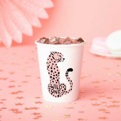 Wild One Pink Leopard First Birthday  Paper Cups