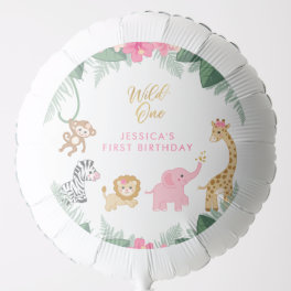 Wild ONE - Pink Safari Girl's FIRST Birthday Balloon