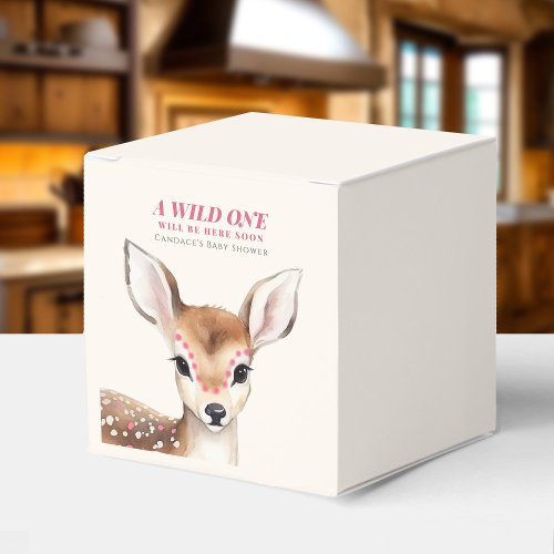 Wild One Pink Spotted Fawn Deer Baby Shower Favor Boxes