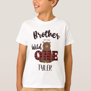 Wild ONE Plaid Bear Brother of the Birthday T-Shirt