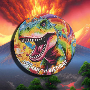 Wild One Rainbow Dinosaur Paper Plates