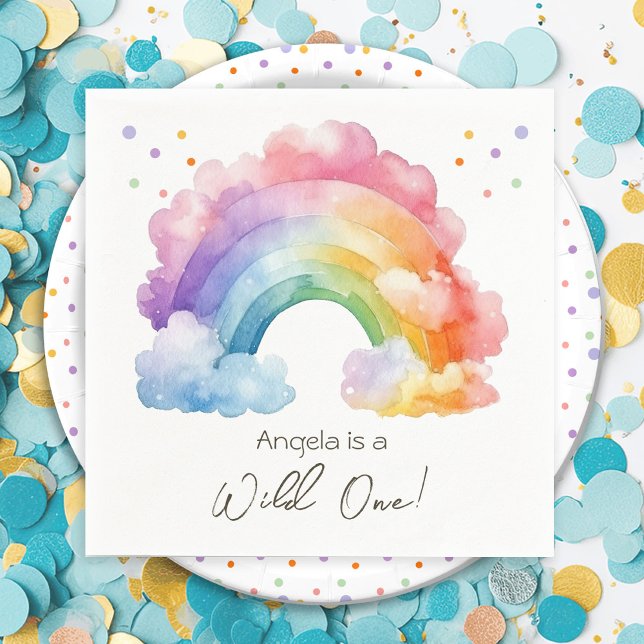 Wild One Rainbow Kids Birthday  Napkins (Creator Uploaded)