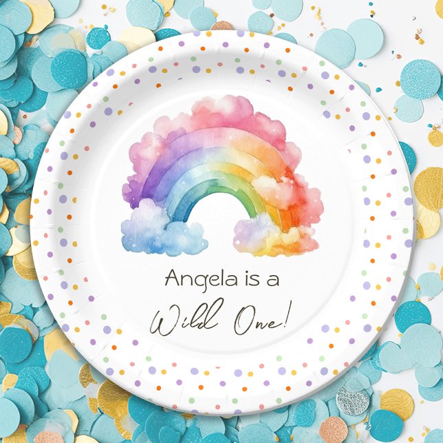 Wild One Rainbow Kids Birthday  Paper Plates (Creator Uploaded)