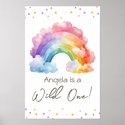 Wild One Rainbow Kids Birthday Poster