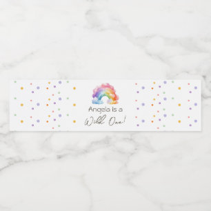 Wild One Rainbow Kids Birthday Water Bottle Label