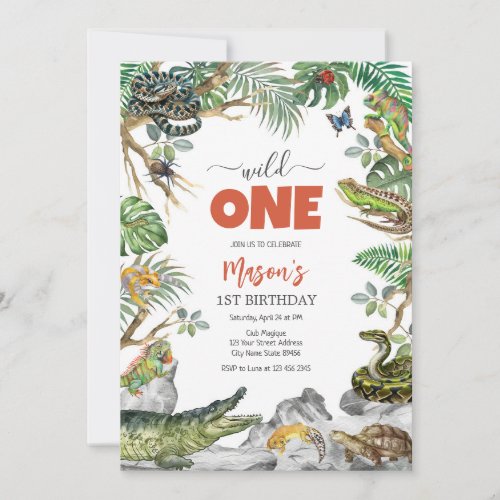 Wild One Reptile Party Animals Kids 1st Birthday