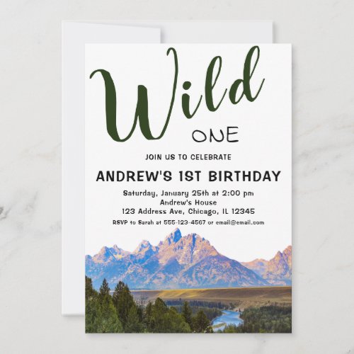 Wild One Rustic Mountain 1st Birthday Invitation