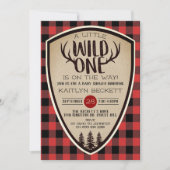 Wild One Rustic Plaid Lumberjack Baby Shower Invitation (Front)