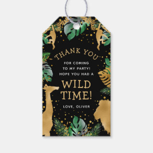 Wild One Safari 1st Birthday Green Gold Black Gift Tags