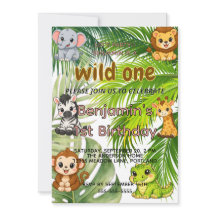 Wild One Safari 1st Birthday Invitation | Cute Jun