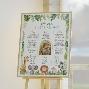 Wild One Safari 1st Birthday Milestone Sign