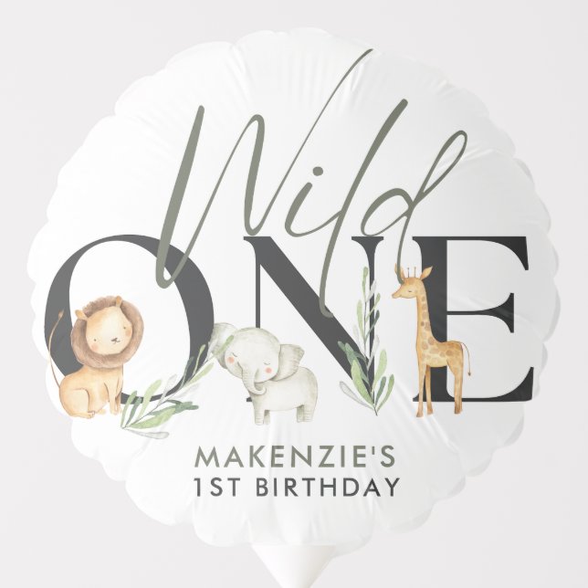 Wild One Safari 1st Birthday Party Balloon (Front)