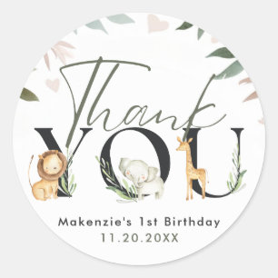 Wild One Safari 1st Birthday Party Classic Round Sticker