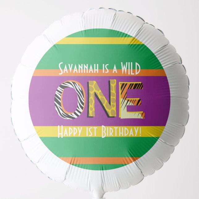Wild One Safari 1st Birthday Party Kid's Balloon (Front)
