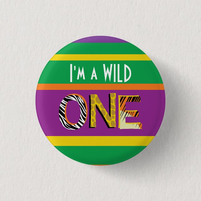 Wild One Safari 1st Birthday Party Kid's Button (Front)