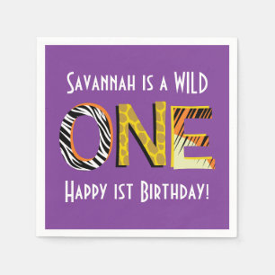 Wild One Safari 1st Birthday Party Kid's Napkins