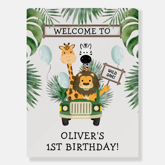 Wild One Safari 1st Birthday Welcome Sign | Zazzle
