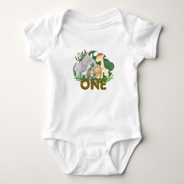 Wild one! Safari and jungle animals Baby Bodysuit (Front)