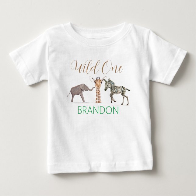 Wild One Safari Animal 1st Birthday Baby Baby T-Shirt (Front)