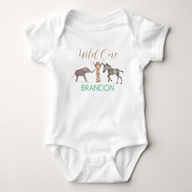 Wild One Safari Animal 1st Birthday Baby bodysuit (Front)