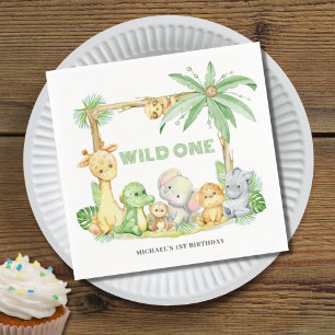 Wild One Safari Animal 1st Birthday Napkins