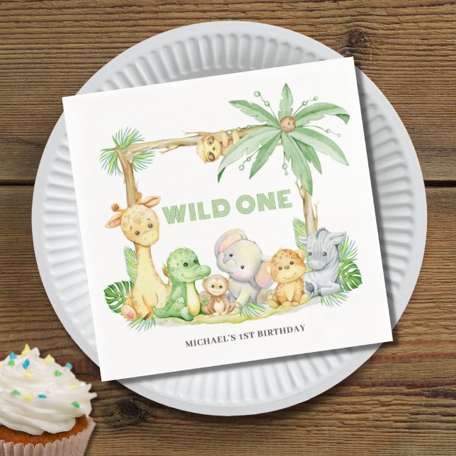 Wild One Safari Animal 1st Birthday  Napkins (Creator Uploaded)