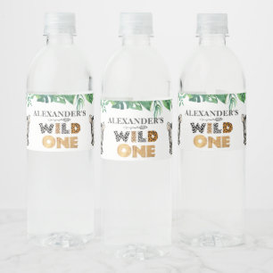 Wild One Safari Animal 1st Birthday Water Bottle L Label