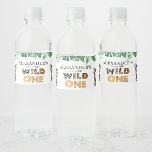 Wild One Safari Animal 1st Birthday Water Bottle L Water Bottle Label