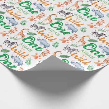 Wild One Safari Animal 1st Birthday Wild Things Wrapping Paper by LilPartyPlanners at Zazzle