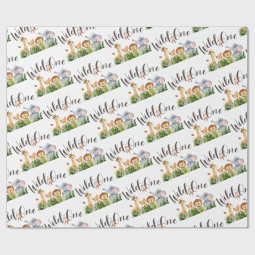 Wild one safari animal 1st birthday wrapping paper zazzle