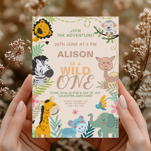 Wild One safari animal birthday Invitation