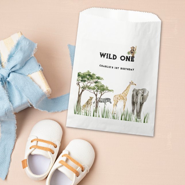Wild One Safari Animal Birthday Party Favor Bag (Wild One Favor Bag)